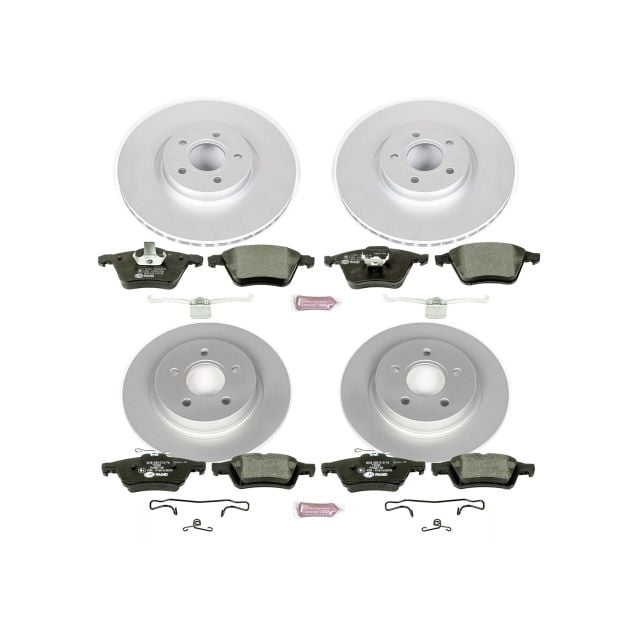 Power Stop Front and Rear Euro-Stop ECE-R90 Certified Brake Pad and Rotor Kit ESK5469 Fits 2007 Volvo S40