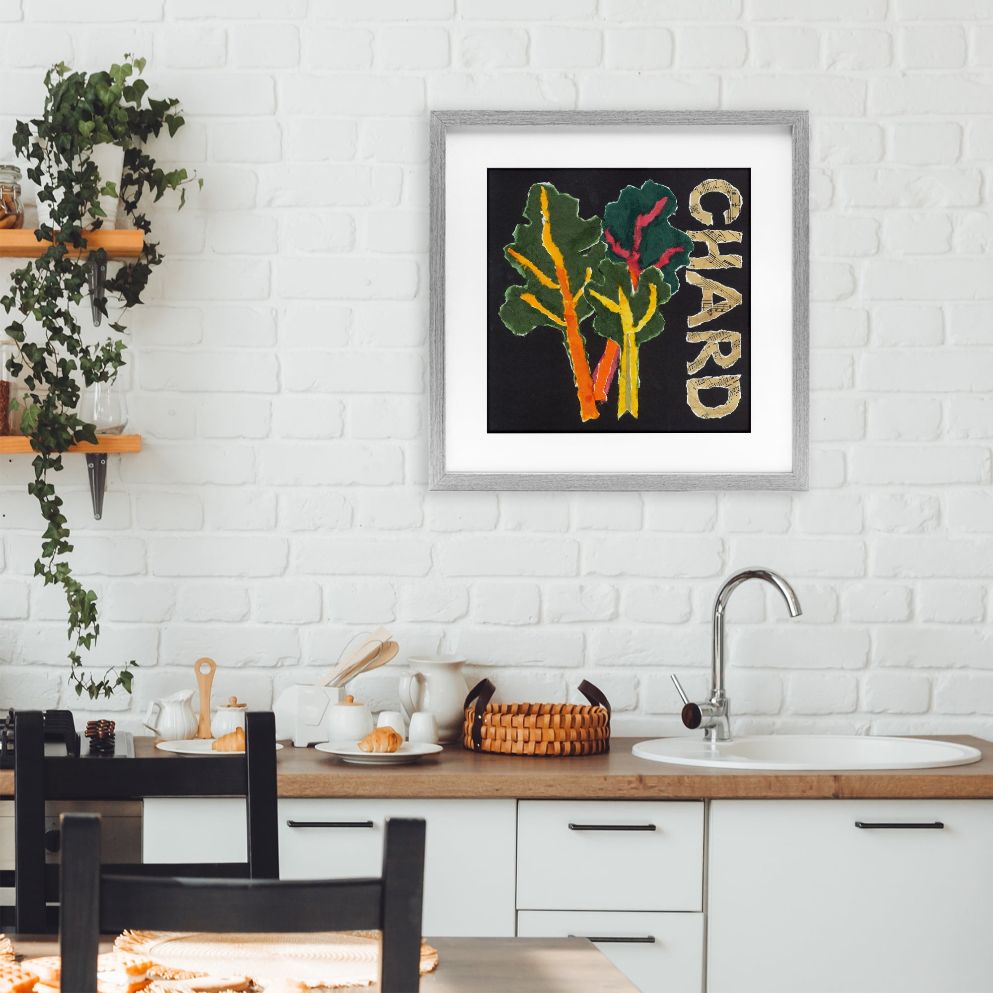Stupell Industries Chard Leafy Vegetable Gray Framed Print Under Glass, design by Nancy Overton