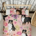 thumbnail image 3 of Bernese Mountain Dogs with Flowers Duvet Cover and Pillowcase Set for Single Bedding, Bedroom Accessories for Kids Teens, 3 of 5