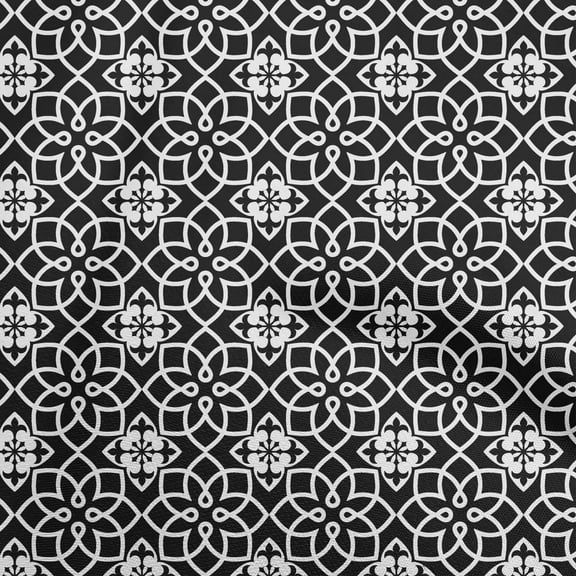 oneOone Polyester Spandex Black Fabric Damask Quilting Supplies Print Sewing Fabric By The Yard 56 Inch Wide