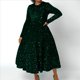 thumbnail image 4 of Vestido de Fiesta con Lentejuelas, Larga, Corte A, Acampanado, con Brillo y Brillo para Mujer, Talla Grande Verde XXL, 4 of 6
