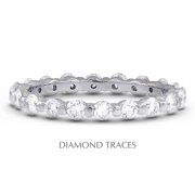 Diamond Traces UD-EWB102-2821 18K White Gold Bar Setting 0.96 Carat Total Natural Diamonds Classic Eternity Ring