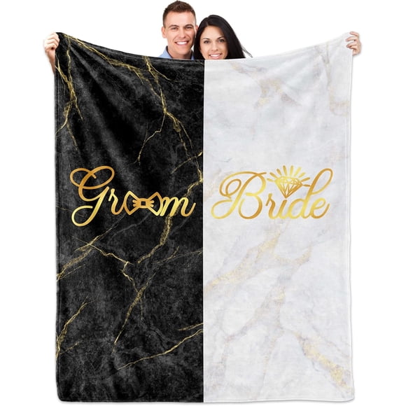 LHSHID Wedding Gifts for Newlywed Couple Mr and Mrs Honeymoon Throw Blanket Anniversary Romantic Gifts for Women Men Couples Gifts for Her Him Girlfriend Boyfriend Blankets for Couch Bedches 30x40in