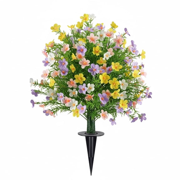 Guvpev Artificial Milan Fake Plants Topiary - Faux Ground-Planted Flowers for Outdoor Garden Front Porch Decor, Spring/Summer & All-Season Decor(Colorful 1PCS)