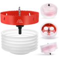 thumbnail image 1 of czcpp-6-1/4 Inch / 159mm Hole Saw with Dust Bowl Mess Free for Recessed Lights Can Lights Corn Hole Boards, 6.25\u201d Hole Saw with Arbor in Bi-Metal Hole Cutter for Wood, Plastic Board, Ceiling,Dry, 1 of 4
