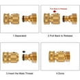 thumbnail image 5 of Garden Hose Quick Connector Solid Brass,3/4 Inch GHT Thread Fitting No-Leak Water Hose Female and Male Adapter (4 Sets), 5 of 7
