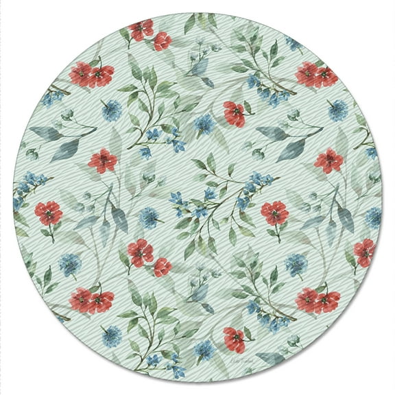 CounterArt Red White & Blue Floral 13" Round Lazy Susan Turntable