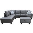 thumbnail image 3 of WRTEYEUI Convertible Sectional Sofa Couch, Faux Leather 4 Seat L-Shaped Sofa Set Modular Sofa Sleeper for Home, Living Room and Office, Diamond Pattern, Ginger, Left, 3 of 5