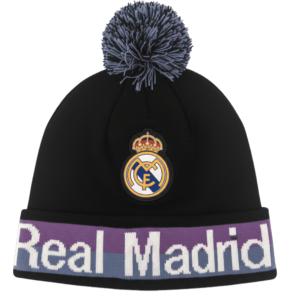 Icon Sports Real Madrid Pom Pom Beanie, Black/Purple Acrylic OSFM