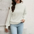 thumbnail image 5 of Womens Fall Fashion 2022! QLEICOM Sweaters for Women, Women's Half Turtleneck Sweater Women's Loose Autumn Winter Long Sleeve Knit Sweater On Clearance, 5 of 6