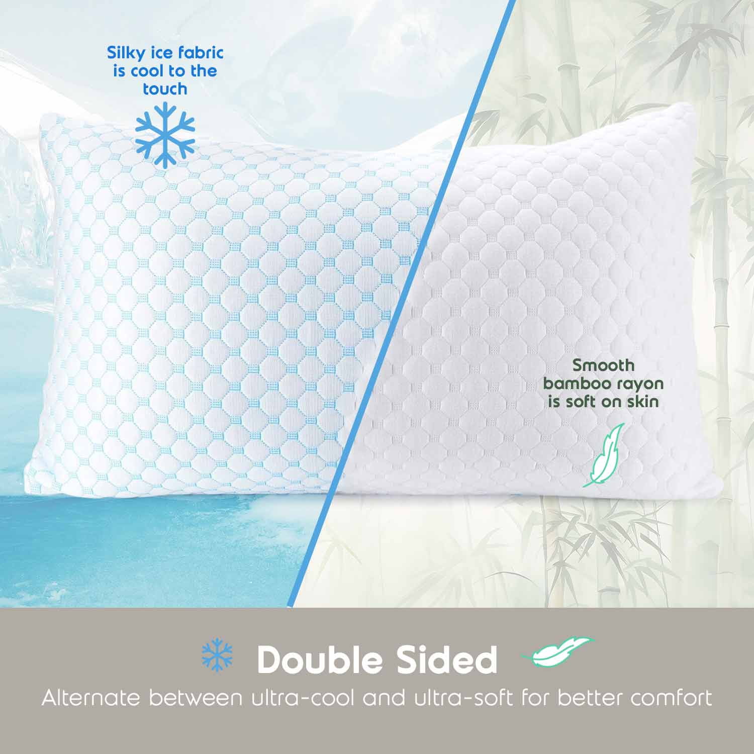 LammaLoe Cooling Pillows for Bed, Memory Foam Bed Pillow, Queen Pillows 20” X 28”, 2 Pack