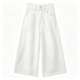 thumbnail image 5 of Bmisegm Denim Pants for Women Elegant Relaxed Cut Breathable Flowy Capri Trousers Summer Womens Wide Leg Pants White_007 XS, 5 of 5