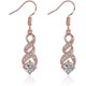 thumbnail image 1 of Pendientes colgantes de circonio cúbico de oro rosa de 14 quilates para mujer, aretes colgantes con forma de infinito, orejas sensibles, cristal, boda, hipoalergénicos JM, 1 of 5