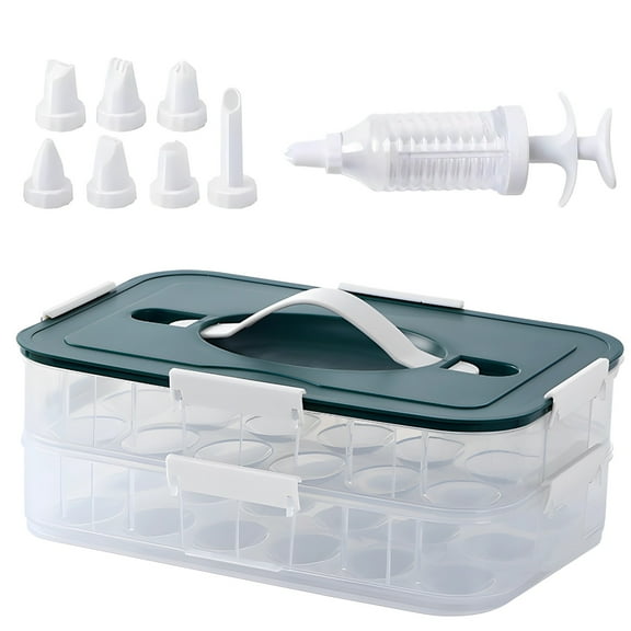 Deviled Egg Container with Injector Piping Tool, Deviled Egg Tray with Lid for 36 Eggs, Transparent Design, Portable Handle