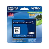 Brother International Corporat TZe111 Black Print On Clear Tape - Clear/Black - 0.25in. Width