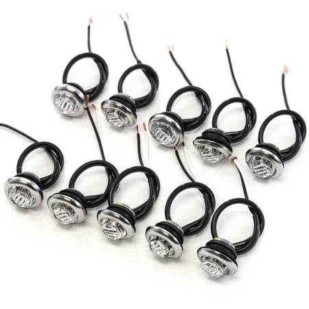 Red Hound Auto 10 Clear/Amber LED Marker Lights 3/4 inches Trailer Bright Stainless Steel