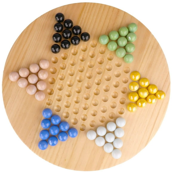 Regal Games Chinese Checkers Board Game With 60 Glass Marbles And 11.5 Board - Wooden Family Fun Game Set