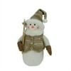 10" Alpine Chic Brown and Beige Snowman with Ski Poles and Mistletoe Christmas Decoration
