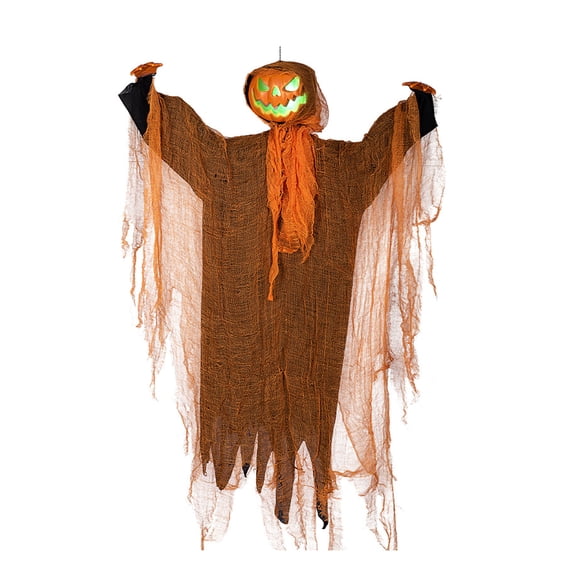 Adorno colgante de cabeza de calabaza con luz verde Wosthever decoración para fiesta de Halloween