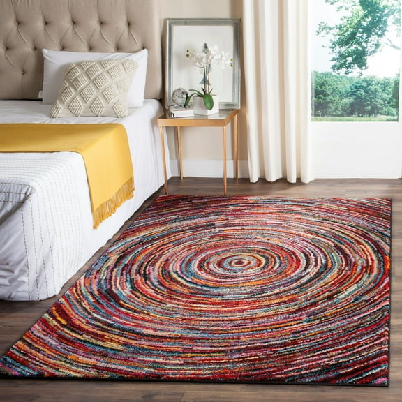SAFAVIEH Aruba Donnchad Geometric Circles Area Rug, Multi, 9' x 12'