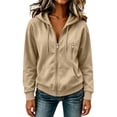 thumbnail image 6 of Enjoytime Womens Zip Up Hoodies Solid Color Long Sleeve Hooded Jacket 2026 Fall Winter Fleece Trendy Casual Sweatshirt, 6 of 7