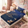 thumbnail image 5 of Manfei Traditional Koi Twin Sheet Sets for Girls Women, Gold Wave Bedding, Blue Gold Orange 3pcs, 1 Flat Sheet, 1 Fitted Sheet and 1 Pillowcase, 5 of 6