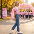 thumbnail image 6 of Graphic Tees for Women Breast Cancer Awareness Pattern Print T Shirts Short Sleeves Crew Neck Casual Tops, 6 of 7