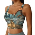 thumbnail image 2 of Fotbe Red Blue Dragon Battle Epic Sujetador Deportivo Largo sin Aros para Mujer con Almohadillas y Soporte Medio, Transpirable y Absorbente, Camiseta Tipo Chaleco o Tank Top-Small, 2 of 8