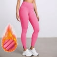 thumbnail image 2 of enyan Womens Fleece Lined Leggings Fleece Lined Leggings Women - Thick Soft High Waisted Tummy Control Thermal Warm Velvet Pants for Cold Winter Hot Pink,M, 2 of 5