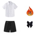 thumbnail image 4 of Boys' Short Sleeve Dress Shirt, Shorts & Big Bow Tie 3-Piece Outfit Set, Ideal for Kids Wedding, Graduation, Church Party and Formal Occasions 3-12Years Black 9-10 Years, 4 of 6