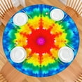 thumbnail image 2 of Colorful Rainbow Tie Dye Spiral Pattern Round Fitted Tablecloth with Elastic Edge,Dining Table Cover Waterproof,Outdoor Round Tablecloth for Camping,Dining,Indoor and Outdoor, 2 of 7