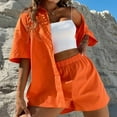 thumbnail image 2 of PEASKJP Two Piece Short Set for Women Workout Sets for Women 2 Piece Outfits Sports Bra Crop Tank High Waist Yoga Shorts Set (Orange,XL), 2 of 5