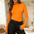 thumbnail image 2 of Ltctricy Women's Turtleneck Long Sleeve Shirts Solid Color Slim T Shirts Base Layer Tops Basic Underwear Tees with Thumb Holes(Yellow,XX-Large), 2 of 7