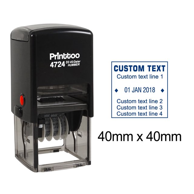 Printtoo Office Stationery Document Dater Stamp Self Inking With Custom Text Date Rubber Stamp-Blue