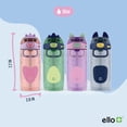 thumbnail image 4 of Botella de agua Ello Ellies Plastic Kids de 473 ml con pajita unicornio, 4 of 8