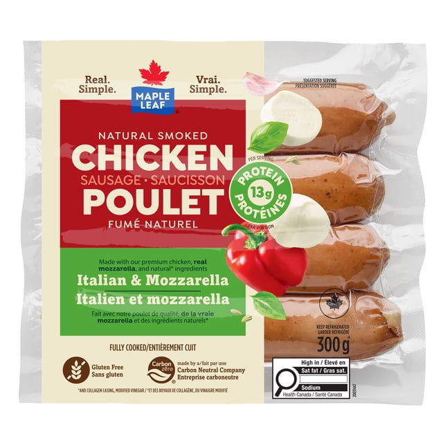 Maple Leaf Italian & Mozzarella Chicken Sausage, 300 g