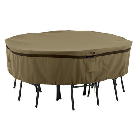 UPC 052963014181 product image for Classic Accessories Hickory Water-Resistant 70 Inch Round Patio Table & Chair Se | upcitemdb.com