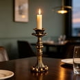 thumbnail image 6 of Vintage Candle Holder, French Style Floral Carved Taper Candlestick with Antique Gold Distressed Finish, Table Centerpiece Candle Holder for Wedding, Dining Table, Mantel, and Home Decor, 6 of 7