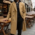 thumbnail image 2 of GrmtClth Men's Double Breasted Overcoat Notched Lapel Long Sleeve Mid‑Long Warm Winter Casual Business Trench Coat with Pockets, 2 of 9