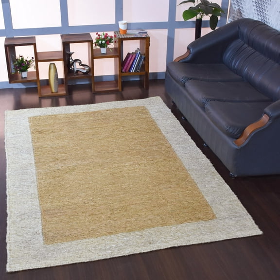 Rugsotic Carpets Hand Knotted Sumak, Contemporary Jute Area Rug, Light Brown,White, 3'x5'