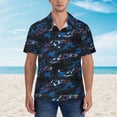 thumbnail image 2 of Pofeuu Blue Sports Car Print Hawaiian Shirt for Men Sleeves Casual Button Down Summer Beach Dress Shirts T-Shirts,Medium, 2 of 7