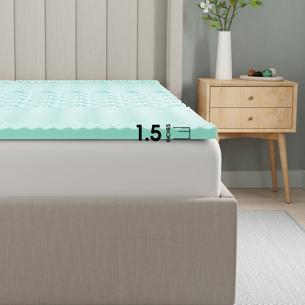 Dream Serenity® 1.5-Inch Memory Foam Mattress Topper, 5-Zone - D