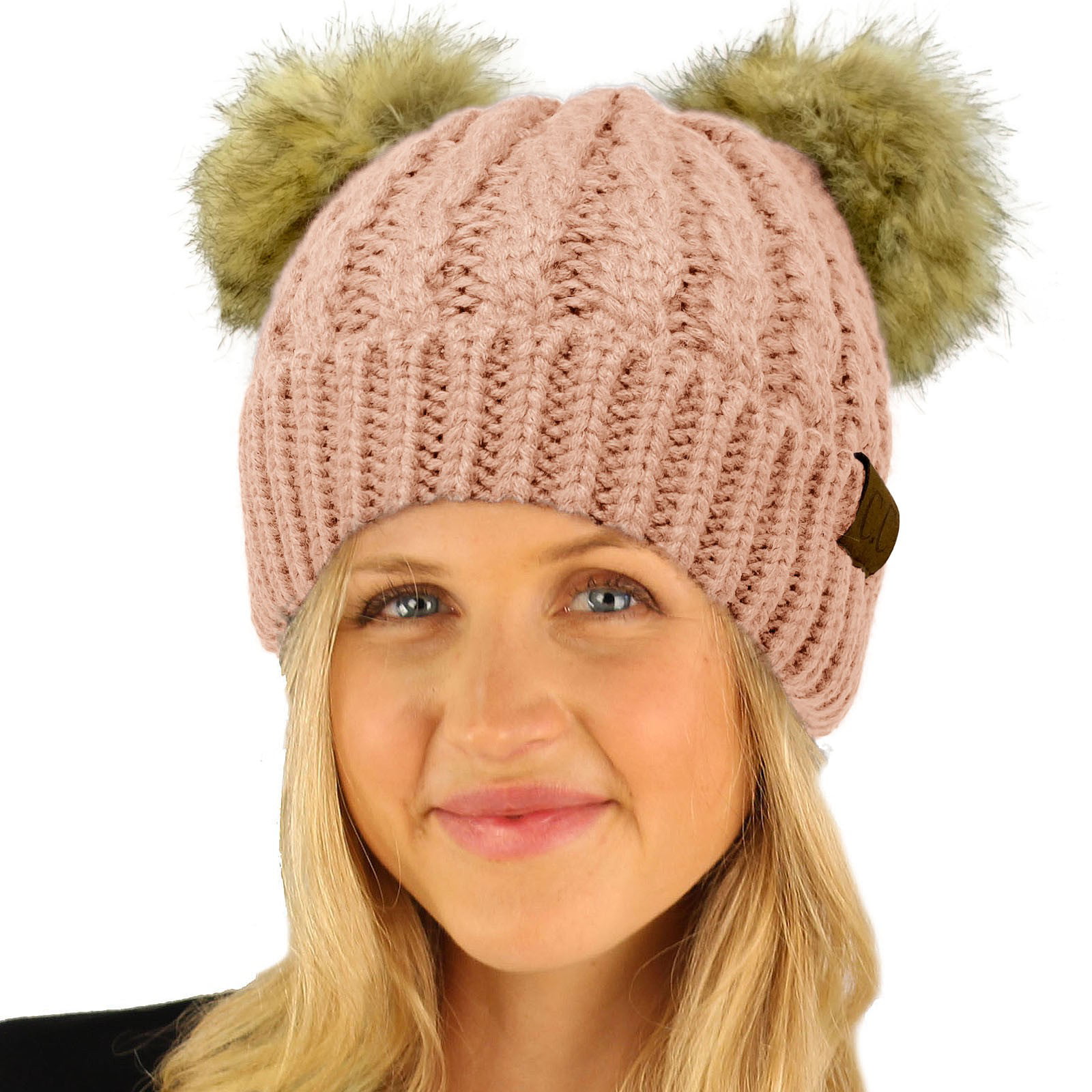 Women S Girls Hat Cap Beanie Fur Soft Thick Winter Woman Hats Warm Knit CC