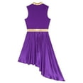 thumbnail image 4 of Alvivi Women Metallic Shiny Praise Dance Dresses Liturgical Dance Overlays Tunics Irregular Lyrical Worship Costumes Purple S, 4 of 7