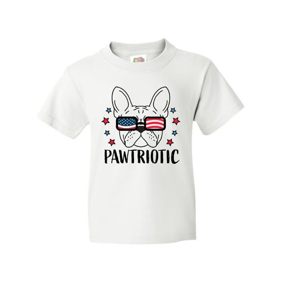 Inktastic Pawtriotic with French Bulldog  in American Flag Sunglasses Youth T-Shirt