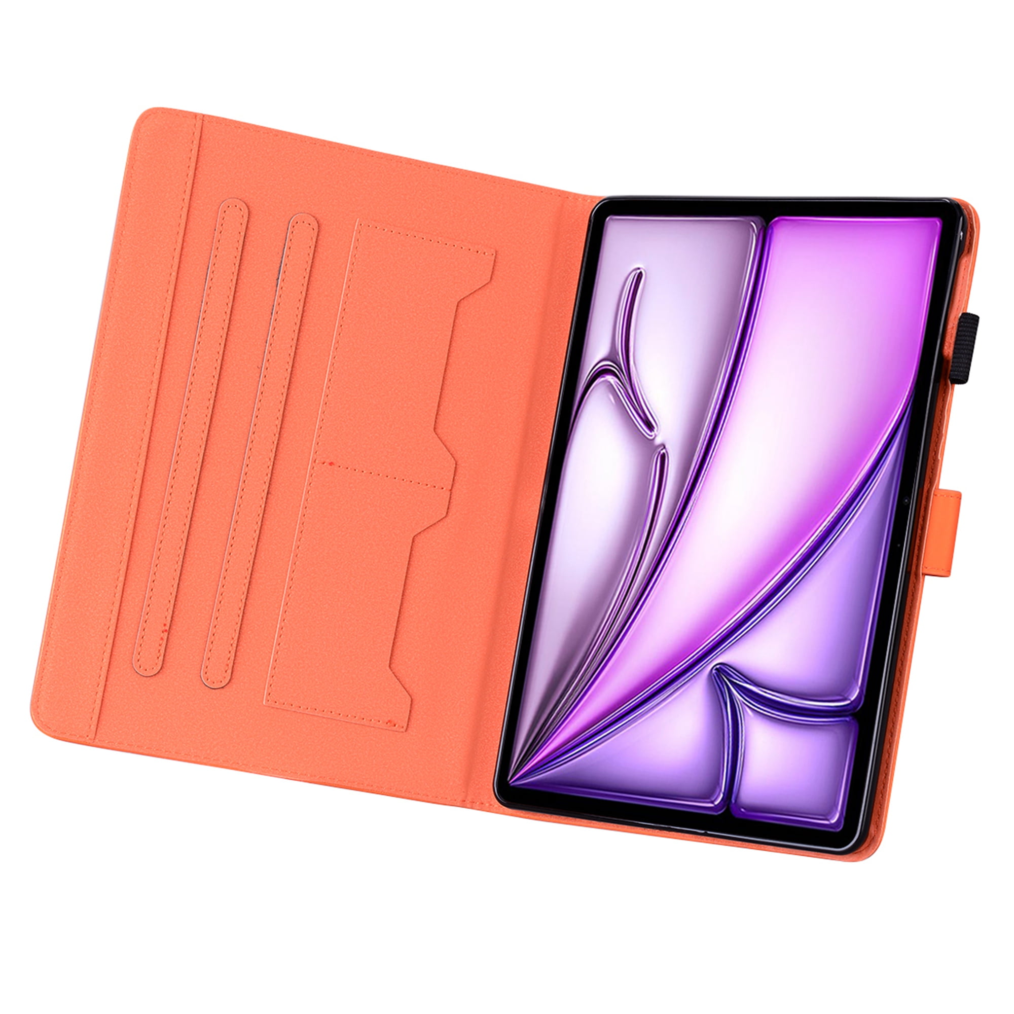 Dteck Folio Case for iPad Air 13-inch (M3/M2) 2025/2024, Multi-Angle Viewing Protective Stand Cover with Pencil Holder & Card Holder,Orange