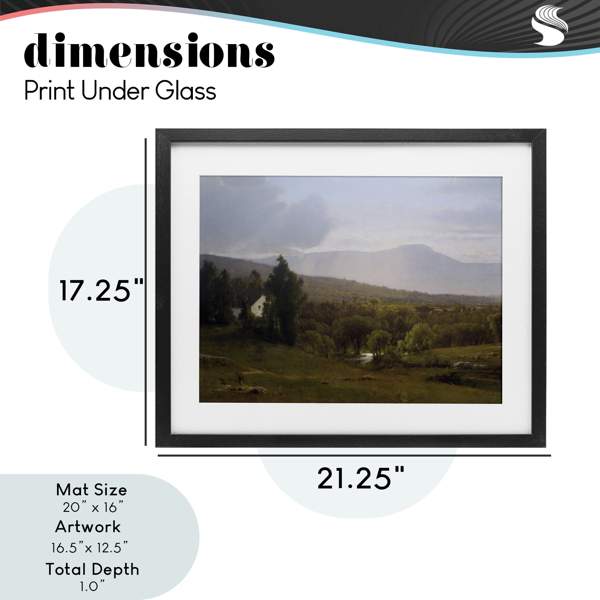 Cabins in Peaceful Vista Black Framed Print Under Glass, design by Lettered and Lined
