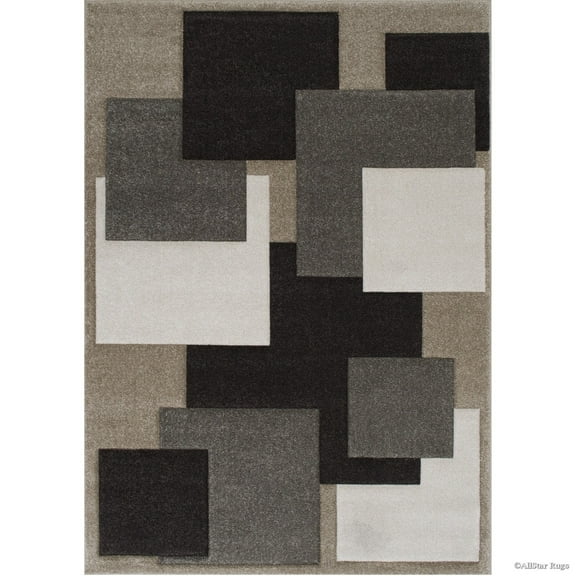 Allstar Rugs Allstar Woven Abstract Block and Square Design Rug Champagne 5' 2"x7' 1" 5' x 8'