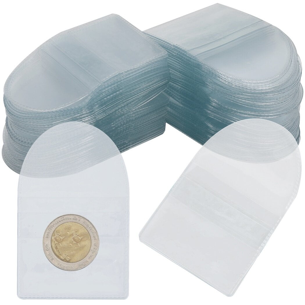 150 Pcs Pocket Coin Sleeves, Coin Holders, Plastic Coin Pouches, Clear