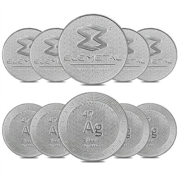 Lot of 10 - 1 oz Elemetal Silver Round .999 Fine